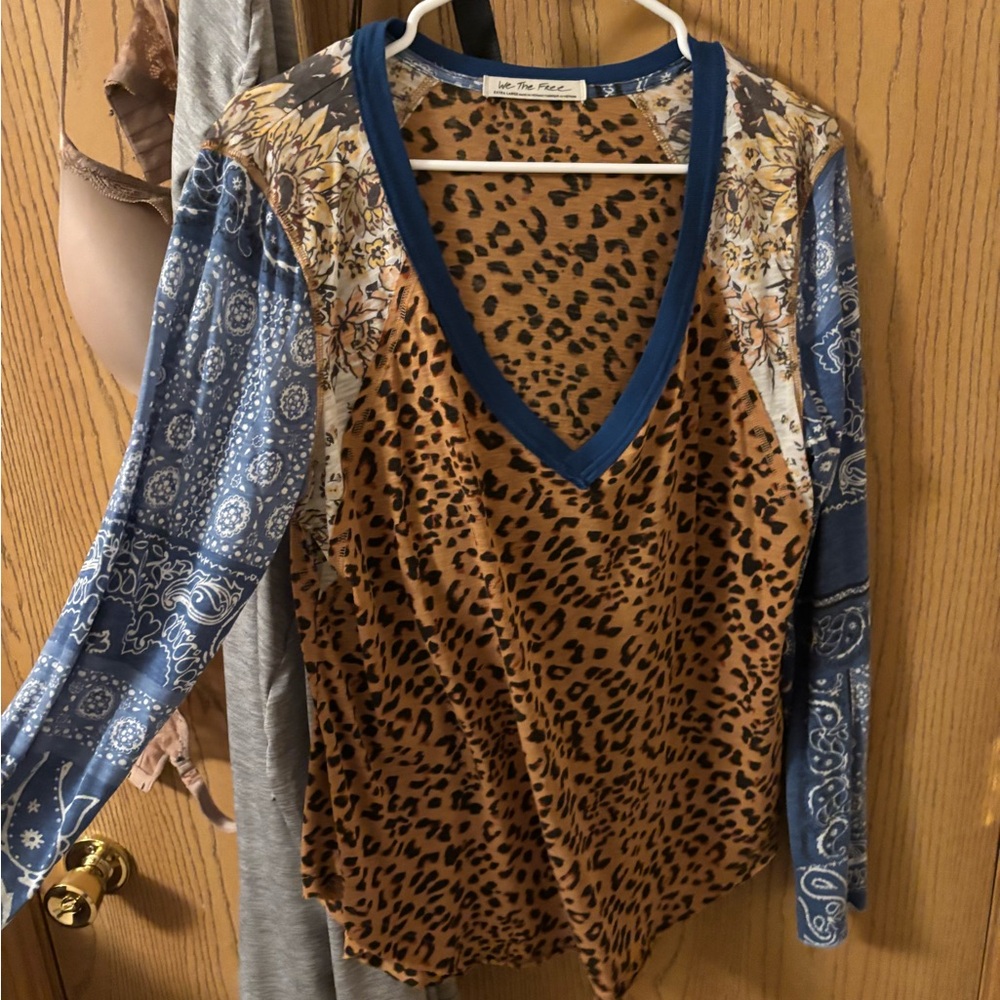 We The Free Animal Print Top - Tan and Black